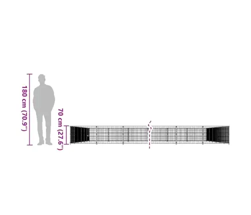 Suņu Voljērs, Melns, 60 M², Tērauds Vidaxl