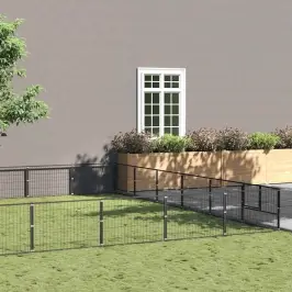 Suņu Voljērs, Melns, 60 M², Tērauds Vidaxl