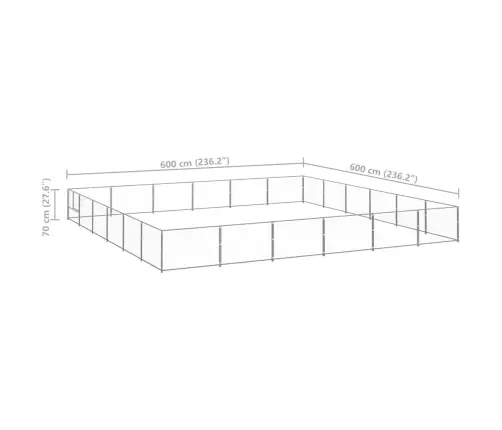 Suņu Voljērs, Sudraba Krāsa, 36 M², Tērauds Vidaxl