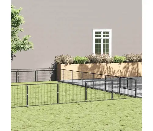 Suņu Voljērs, Melns, 49 M², Tērauds Vidaxl