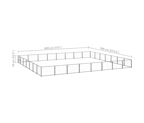 Suņu Voljērs, Melns, 56 M², Tērauds Vidaxl