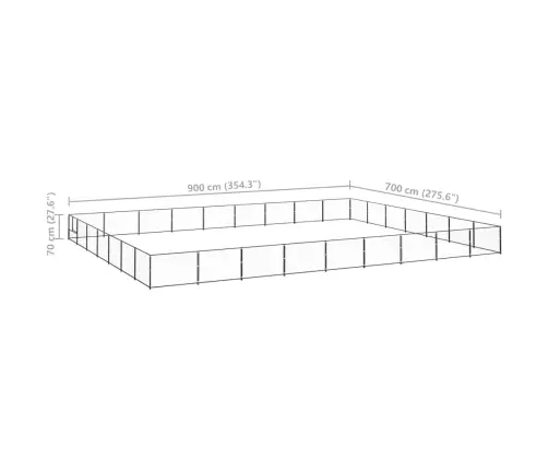 Suņu Voljērs, Melns, 63 M², Tērauds Vidaxl