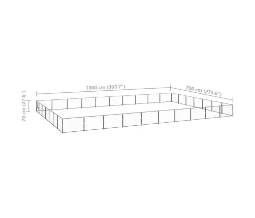 Suņu Voljērs, Melns, 70 M², Tērauds Vidaxl