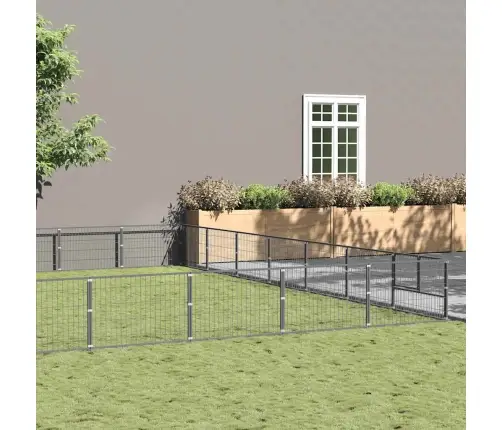 Suņu Voljērs, Sudraba Krāsa, 49 M², Tērauds Vidaxl