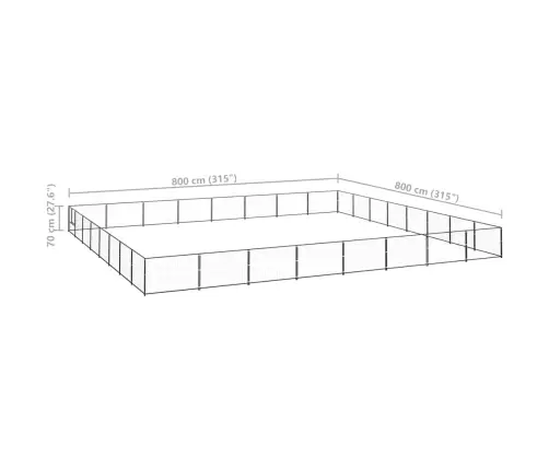 Suņu Voljērs, Melns, 64 M², Tērauds Vidaxl