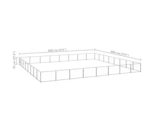 Suņu Voljērs, Sudraba Krāsa, 64 M², Tērauds Vidaxl