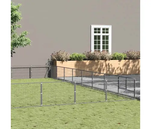 Suņu Voljērs, Sudraba Krāsa, 80 M², Tērauds Vidaxl