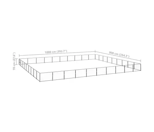 Suņu Voljērs, Melns, 90 M², Tērauds Vidaxl