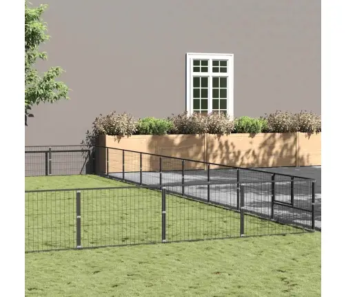 Suņu Voljērs, Melns, 90 M², Tērauds Vidaxl