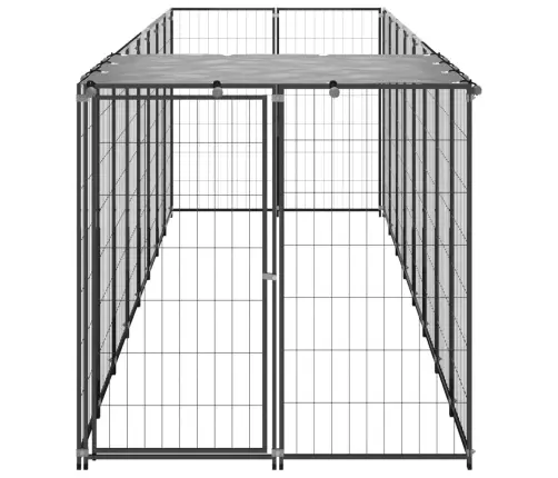Suņu Voljērs, Melns, 4,84 M², Tērauds Vidaxl