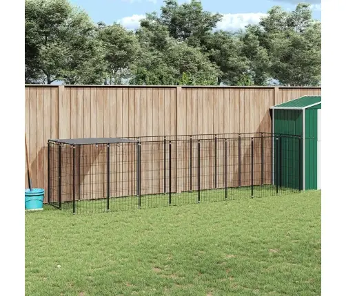 Suņu Voljērs, Melns, 4,84 M², Tērauds Vidaxl