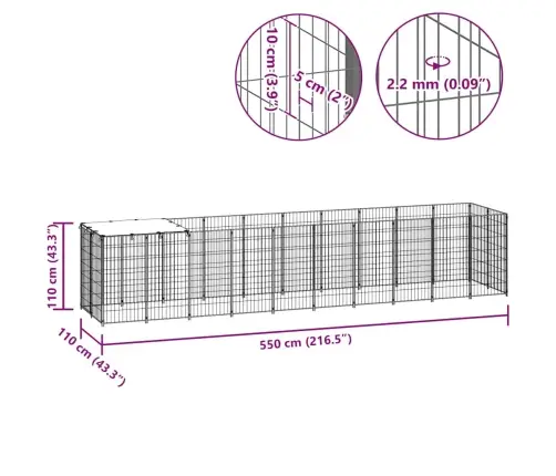 Suņu Voljērs, Sudraba Krāsa, 6,05 M², Tērauds Vidaxl