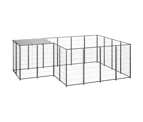 Voljeras Šunims, Juodos Spalvos, 6,05 M², Plienas