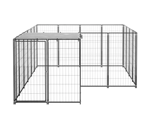 Voljeras Šunims, Juodos Spalvos, 6,05 M², Plienas
