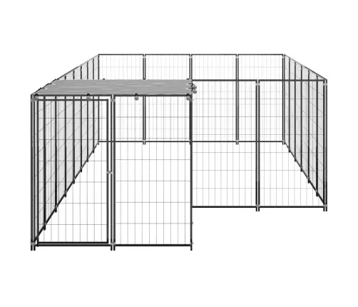 Suņu Voljērs, Melns, 8,47 M², Tērauds Vidaxl