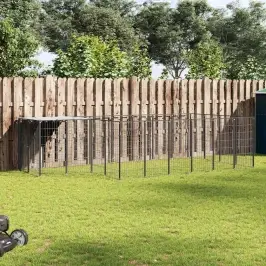 Suņu Voljērs, Melns, 8,47 M², Tērauds Vidaxl