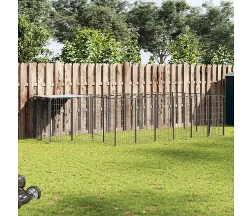 Suņu Voljērs, Melns, 8,47 M², Tērauds Vidaxl