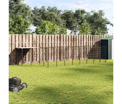 Voljeras Šunims, Juodos Spalvos, 10,89 M², Plienas