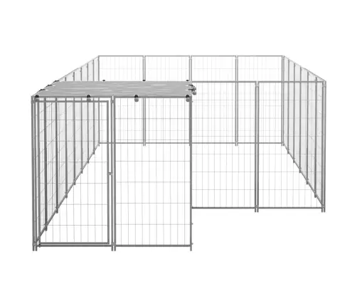 Suņu Voljērs, Sudraba Krāsa, 8,47 M², Tērauds   Vidaxl