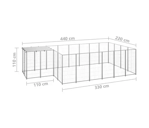 Suņu Voljērs, Sudraba Krāsa, 8,47 M², Tērauds   Vidaxl