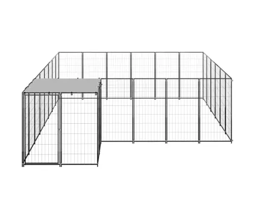 Suņu Voljērs, Melns, 12,1 M², Tērauds Vidaxl