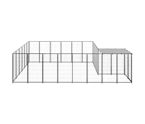 Suņu Voljērs, Melns, 12,1 M², Tērauds Vidaxl