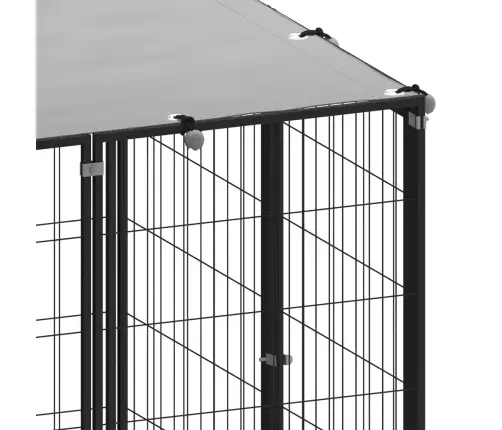 Suņu Voljērs, Melns, 12,1 M², Tērauds Vidaxl