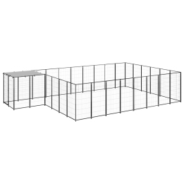 Suņu Voljērs, 15,73 M², Tērauds, Melns Vidaxl