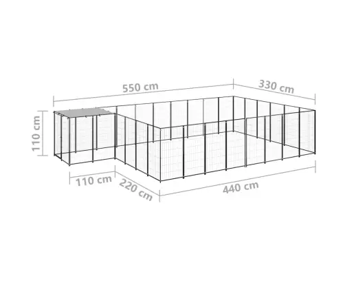 Voljeras Šunims, Juodos Spalvos, 15,73 M², Plienas