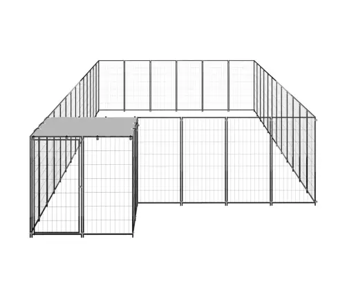 Suņu Voljērs, 22,99 M², Tērauds, Melns Vidaxl