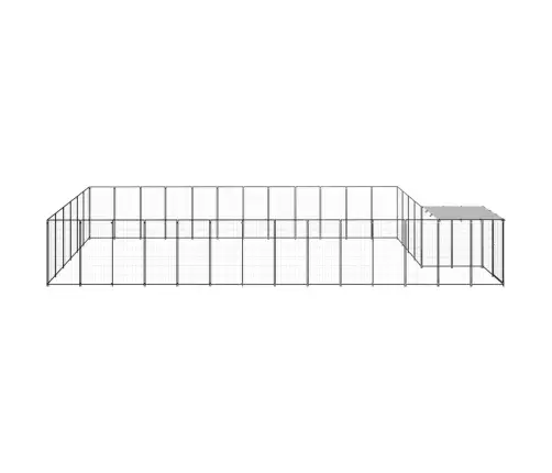 Suņu Voljērs, 22,99 M², Tērauds, Melns Vidaxl