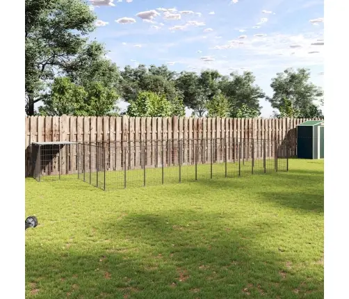 Suņu Voljērs, 26,62 M², Tērauds, Melns Vidaxl