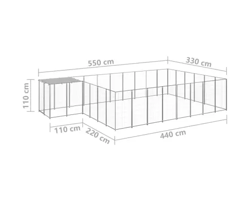 Suņu Voljērs, 15,73 M², Tērauds, Sudraba Krāsa Vidaxl