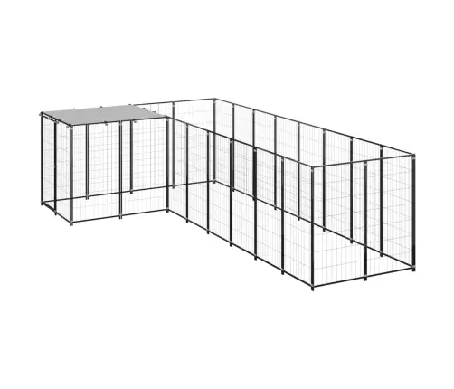 Suņu Voljērs, Melns, 6,05 M², Tērauds Vidaxl