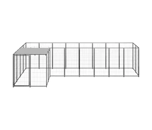 Suņu Voljērs, Melns, 6,05 M², Tērauds Vidaxl