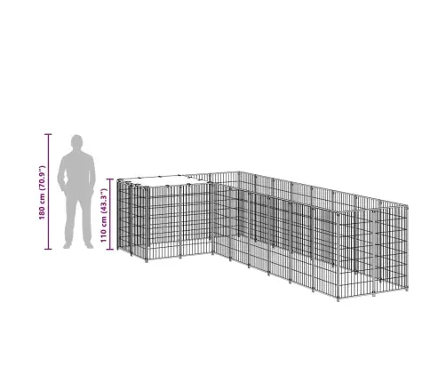Suņu Voljērs, Melns, 6,05 M², Tērauds Vidaxl