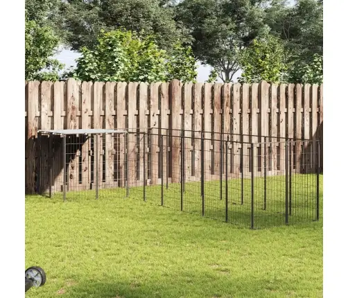 Suņu Voljērs, Melns, 6,05 M², Tērauds Vidaxl