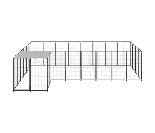 Suņu Voljērs, 10,89 M², Tērauds, Melns Vidaxl