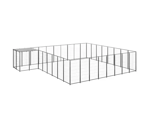 Suņu Voljērs, 20,57 M², Tērauds, Melns Vidaxl