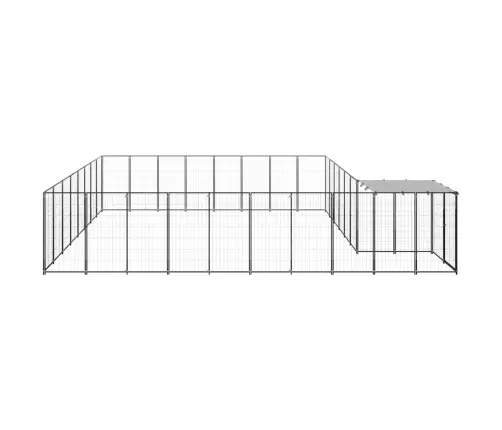 Suņu Voljērs, 20,57 M², Tērauds, Melns Vidaxl