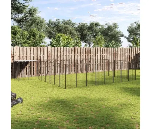 Suņu Voljērs, 20,57 M², Tērauds, Melns Vidaxl