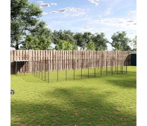 Suņu Voljērs, 30,25 M², Tērauds, Melns Vidaxl