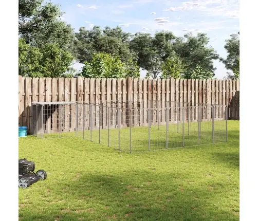 Suņu Voljērs, 15,73 M², Tērauds, Sudraba Krāsa Vidaxl