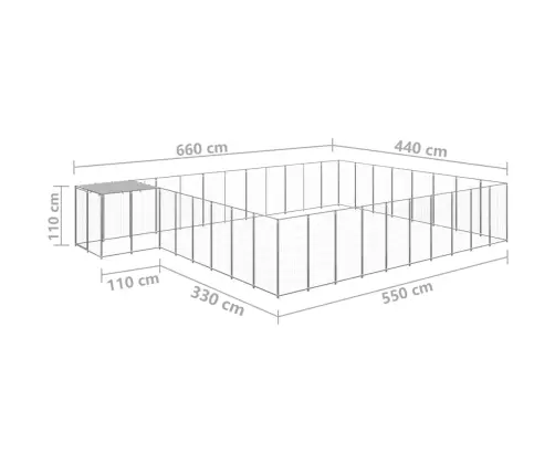Voljeras Šunims, Sidabrinės Spalvos, 25,41 M², Plienas