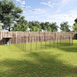 Suņu Voljērs, 37,51 M², Tērauds, Melns Vidaxl