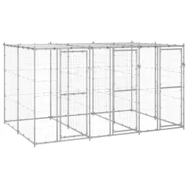 Lauko Voljeras Šunims Su Stogu, Galvanizuotas Plienas, 7,26M²