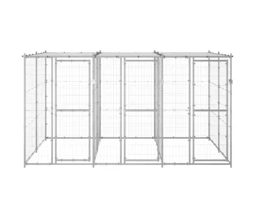 Lauko Voljeras Šunims Su Stogu, Galvanizuotas Plienas, 7,26M²