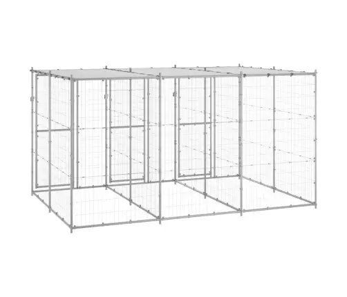 Lauko Voljeras Šunims Su Stogu, Galvanizuotas Plienas, 7,26M²