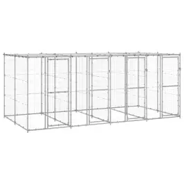 Suņu Voljērs Ar Jumtu, 9,68 M², Cinkots Tērauds Vidaxl