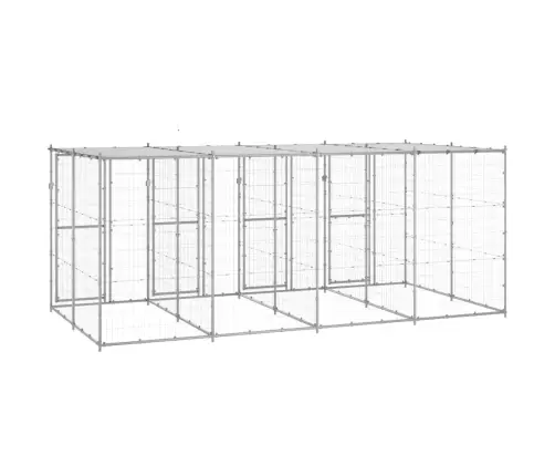 Suņu Voljērs Ar Jumtu, 9,68 M², Cinkots Tērauds Vidaxl
